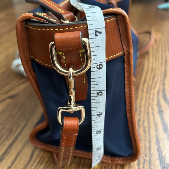 Dooney & Bourke Blue and Brown Satchel with Leather Accents - Picture 8 of 9